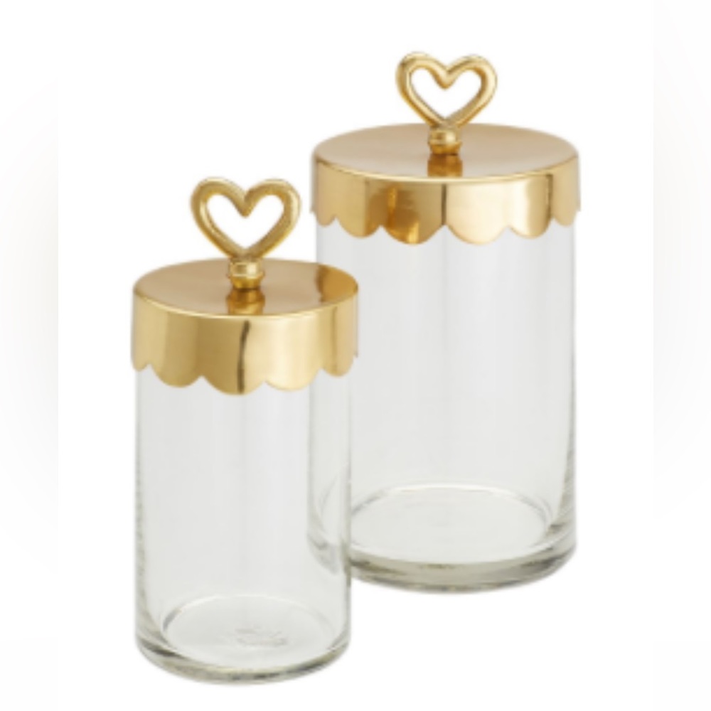 Gold heart beauty jars